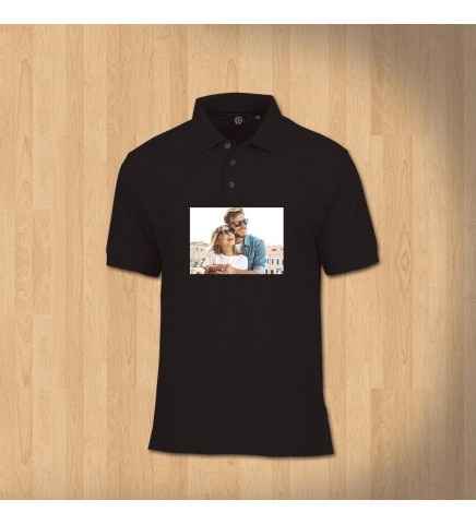 Polo Yaka Siyah Tshirt Baskı